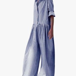 Blue Gingham Jumpsuit